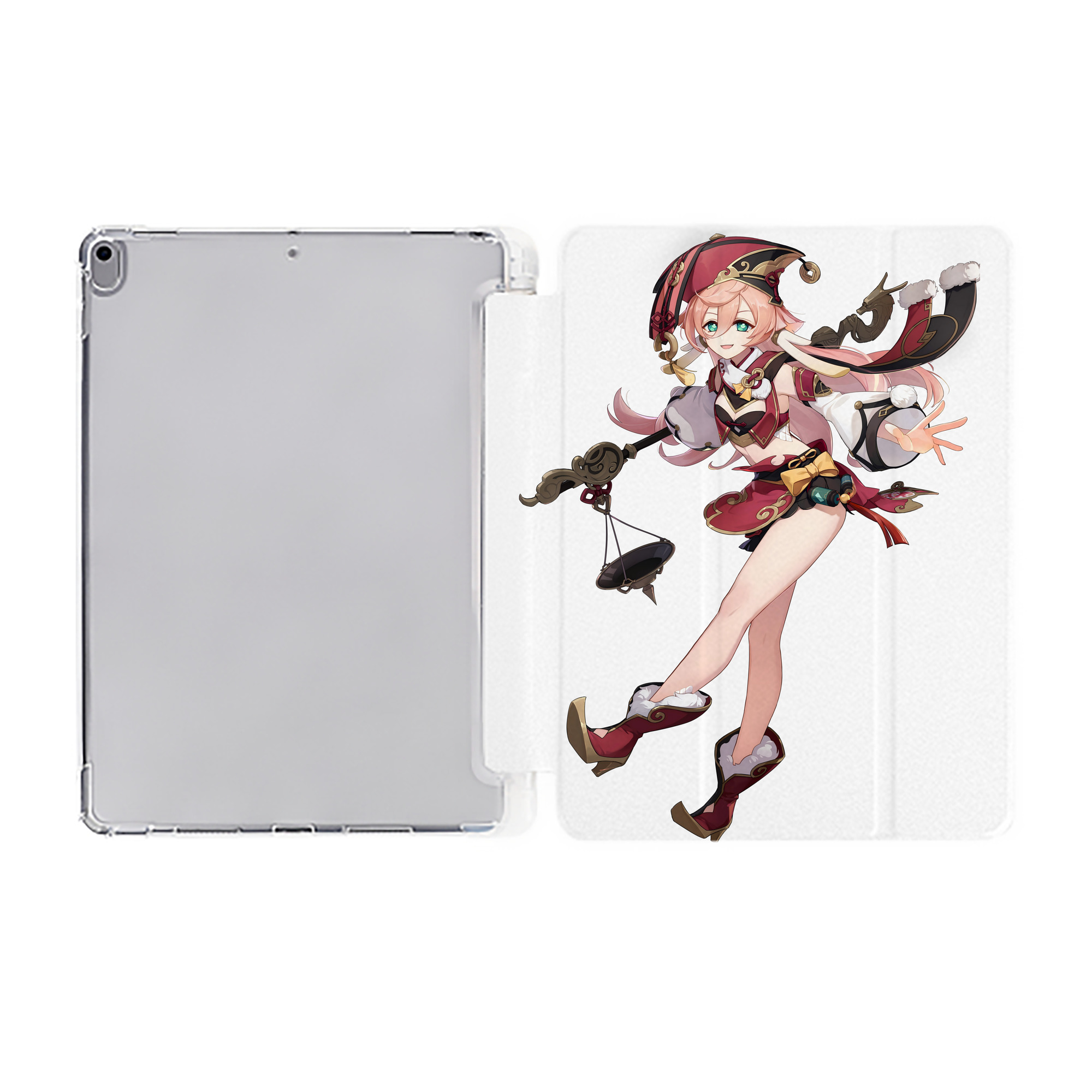 げんし神 ヤンフェイ genshin Yanfei IPad ケース ペン収納付き 三つ折りスタンド PUレザー×シリコン 対応機種9.5/10.5/10.9インチ
